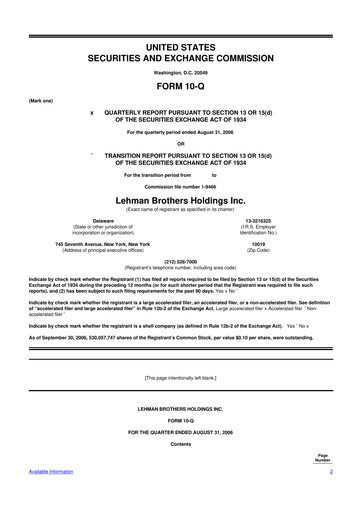Thumbnail Lehman Brothers 10-Q Quarterly Report FY 