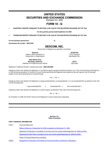 Miniature DexCom 10-Q Rapport trimestriel  