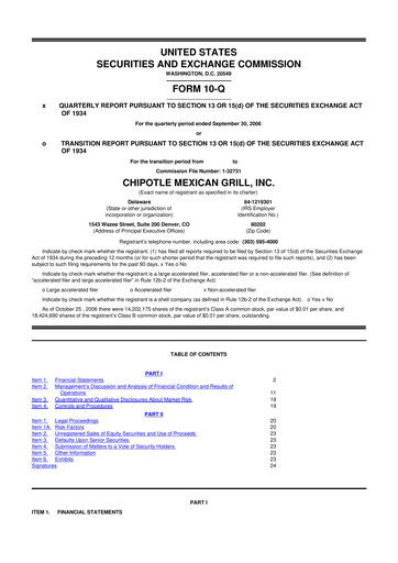 Thumbnail Chipotle Mexican Grill 10-Q Quarterly Report FY 