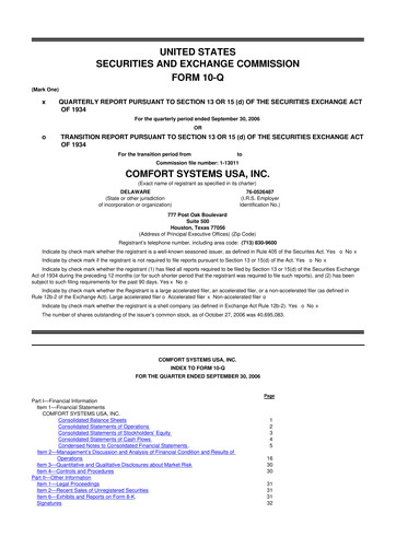 Thumbnail Comfort Systems USA 10-Q Quarterly Report FY 