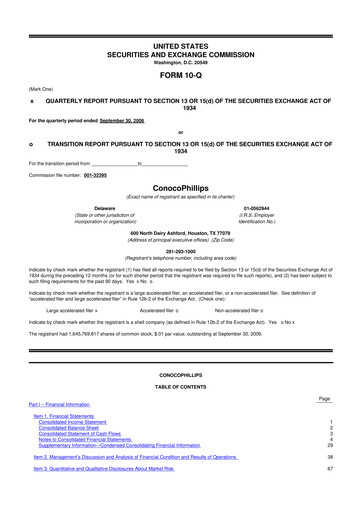Thumbnail ConocoPhillips 10-Q Quarterly Report FY 