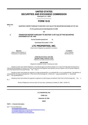 Thumbnail LTC Properties 10-Q Quarterly Report FY 