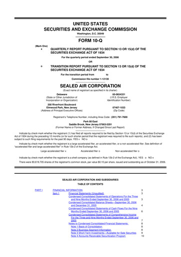 Thumbnail Sealed Air
 10-Q Quarterly Report FY 