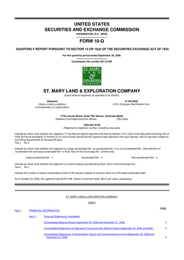 Miniature SM Energy
 10-Q Rapport trimestriel  