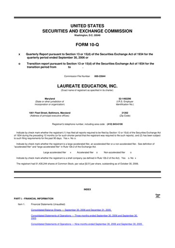 Thumbnail Laureate Education
 10-Q Quarterly Report FY 