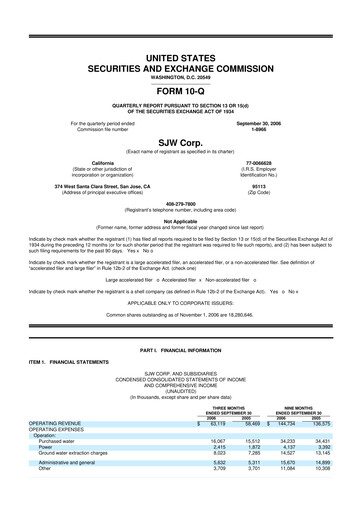 Thumbnail SJW Group
 10-Q Quarterly Report FY 