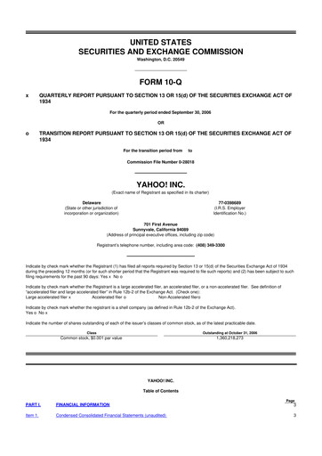 Thumbnail Yahoo Inc. 10-Q Quarterly Report FY 