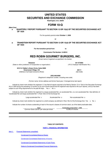 Thumbnail Red Robin
 10-Q Quarterly Report FY 