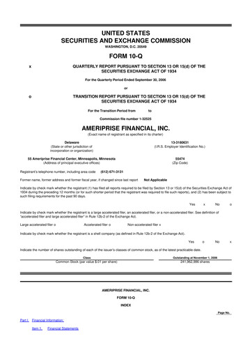 Thumbnail Ameriprise Financial
 10-Q Quarterly Report FY 