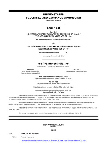 Vorschaubild Ionis Pharmaceuticals
 10-Q Quartalsbericht  
