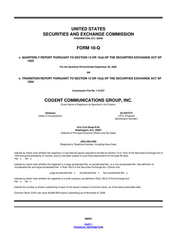 Thumbnail Cogent Communications
 10-Q Quarterly Report FY 