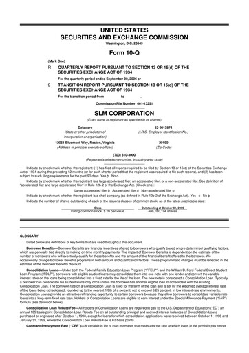 Thumbnail SLM Corporation (Sallie Mae) 10-Q Quarterly Report FY 