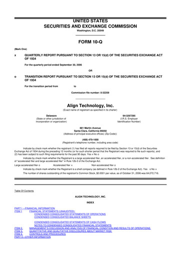 Miniature Align Technology
 10-Q Rapport trimestriel  