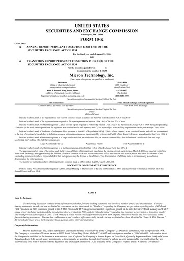 Thumbnail Micron Technology 10-K Annual Report 