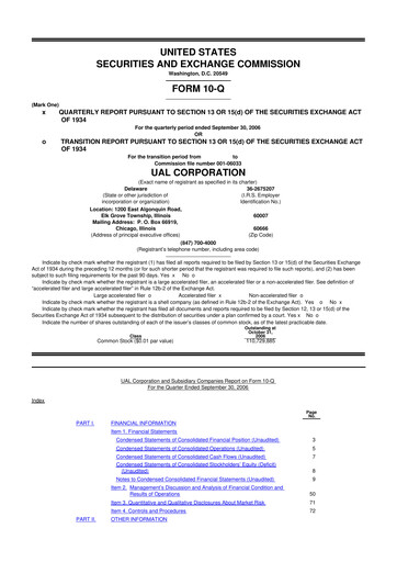 Thumbnail United Airlines Holdings
 10-Q Quarterly Report FY 