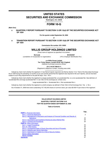 Thumbnail Willis Towers Watson  10-Q Quarterly Report FY 
