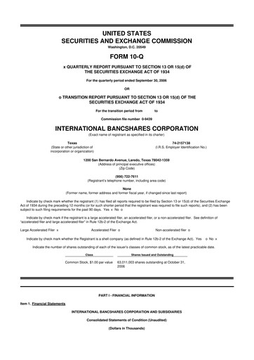 Thumbnail International Bancshares Corp 10-Q Quarterly Report FY 
