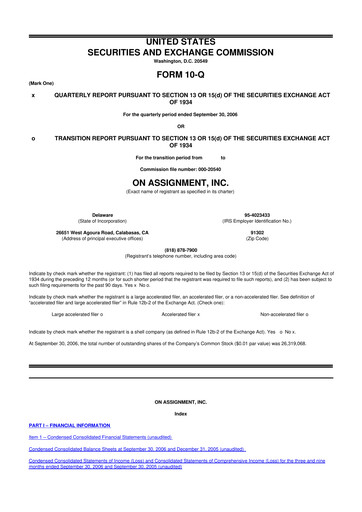 Thumbnail ASGN 10-Q Quarterly Report FY 