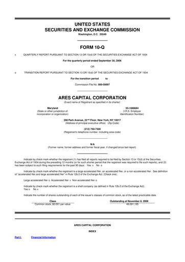 Thumbnail Ares Capital
 10-Q Quarterly Report FY 
