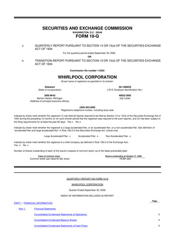 Thumbnail Whirlpool 10-Q Quarterly Report FY 