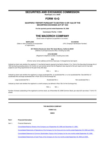 Thumbnail Macerich 10-Q Quarterly Report FY 