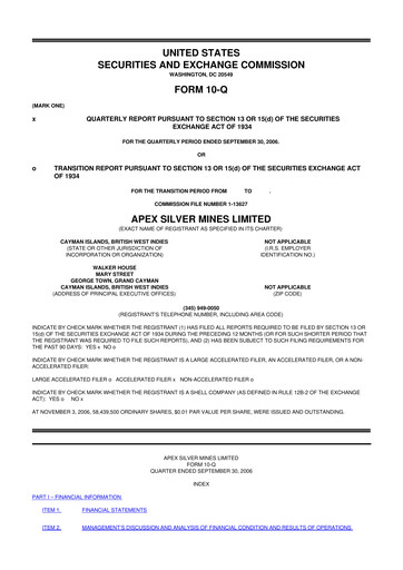 Miniature Golden Minerals
 10-Q Rapport trimestriel  