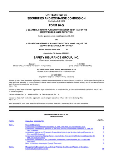 Miniature Safety Insurance
 10-Q Rapport trimestriel  