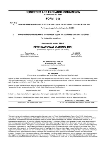 Thumbnail PENN Entertainment
 10-Q Quarterly Report FY 