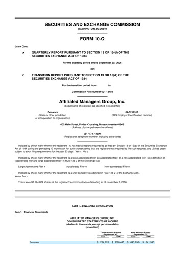 Miniature Affiliated Managers Group 10-Q Rapport trimestriel  