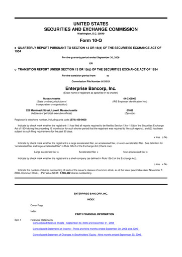 Thumbnail Enterprise Bancorp 10-Q Quarterly Report FY 