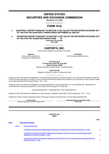 Vorschaubild Carter's 10-Q Quartalsbericht  