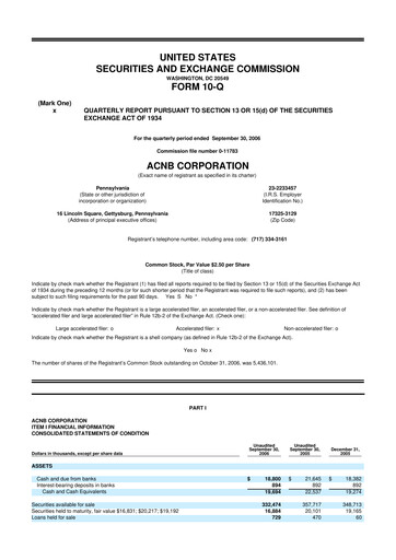 Thumbnail ACNB Corporation
 10-Q Quarterly Report FY 