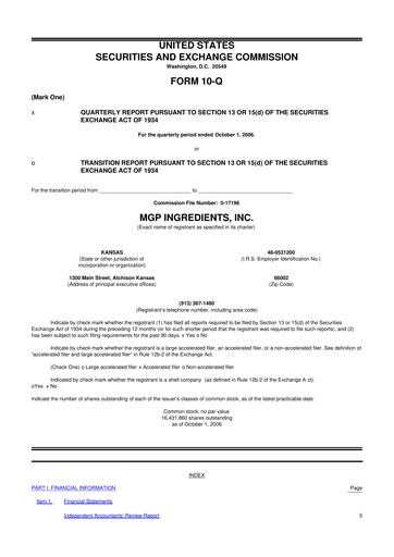 Thumbnail MGP Ingredients 10-Q Quarterly Report FY 