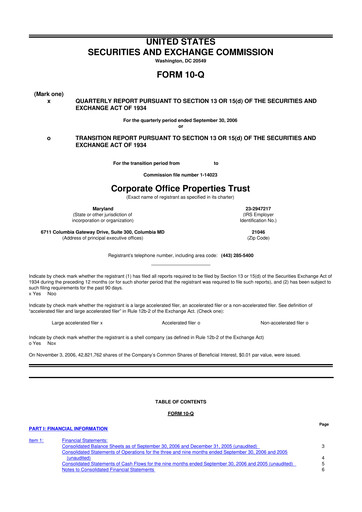 Thumbnail COPT Defense Properties 10-Q Quarterly Report FY 