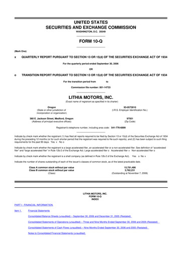 Vorschaubild Lithia Motors 10-Q Quartalsbericht  