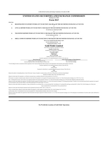 Thumbnail Gold Fields
 20-F Annual Report 