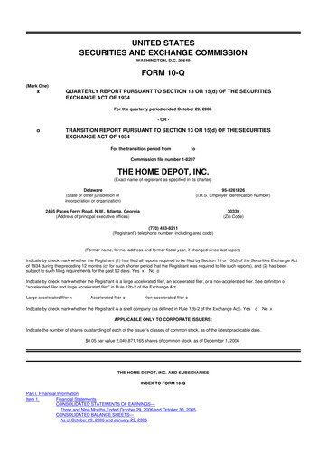 Vorschaubild Home Depot 10-Q Quartalsbericht  