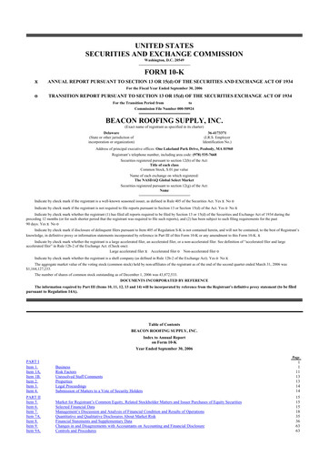 Miniature Beacon Roofing Supply 10-K Rapport annuel 