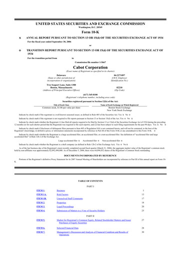 Thumbnail Cabot Corporation
 10-K Annual Report 