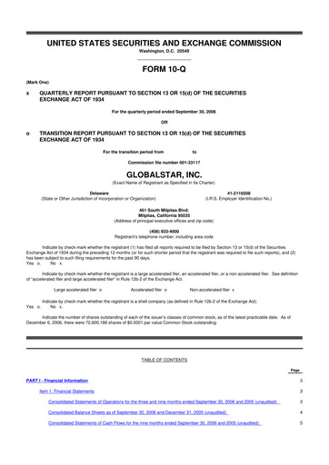 Thumbnail Globalstar
 10-Q Quarterly Report FY 