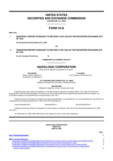 Thumbnail Quicklogic 10-Q Quarterly Report FY 