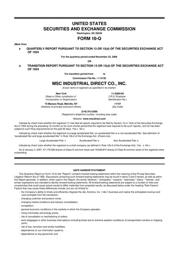 Thumbnail MSC Industrial Direct 10-Q Quarterly Report FY 