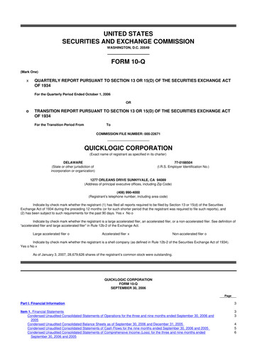 Thumbnail Quicklogic 10-Q Quarterly Report FY 