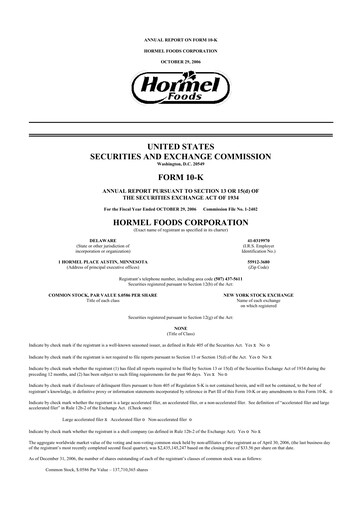 Thumbnail Hormel Foods 10-K Annual Report 