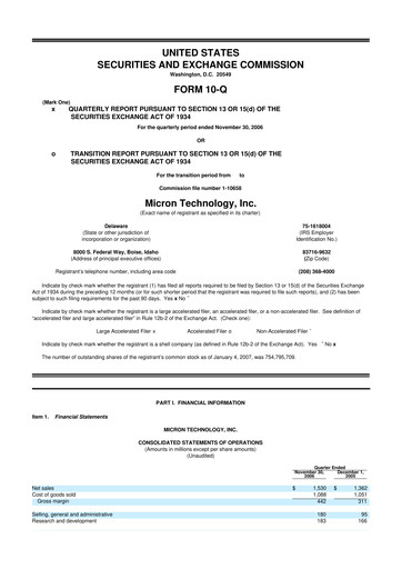 Thumbnail Micron Technology 10-Q Quarterly Report FY 