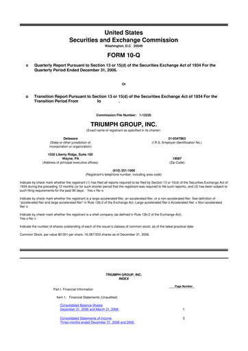 Thumbnail Triumph Group
 10-Q Quarterly Report FY 