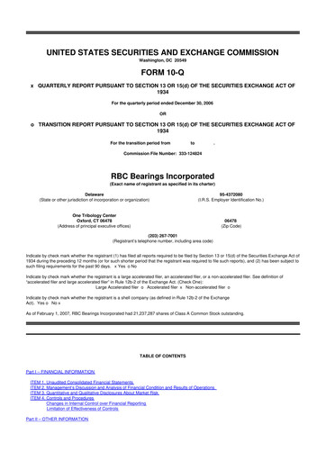 Thumbnail RBC Bearings 10-Q Quarterly Report FY 