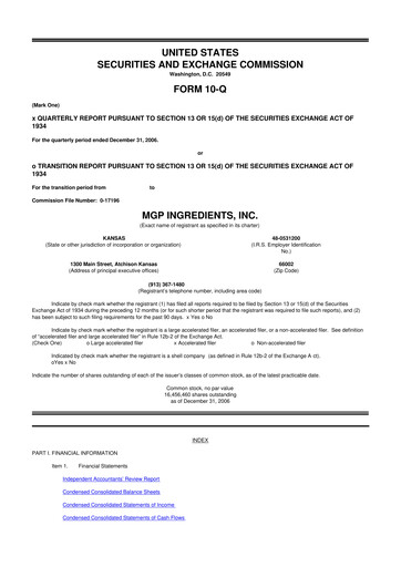 Thumbnail MGP Ingredients 10-Q Quarterly Report FY 