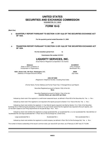 Miniature Liquidity Services
 10-Q Rapport trimestriel  