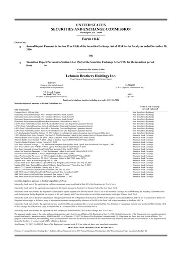 Vorschaubild Lehman Brothers 10-K Jahresbericht 